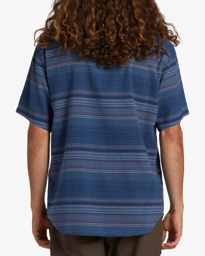 All Day Stripe Short Sleeve Woven Shirt - Dark Blue