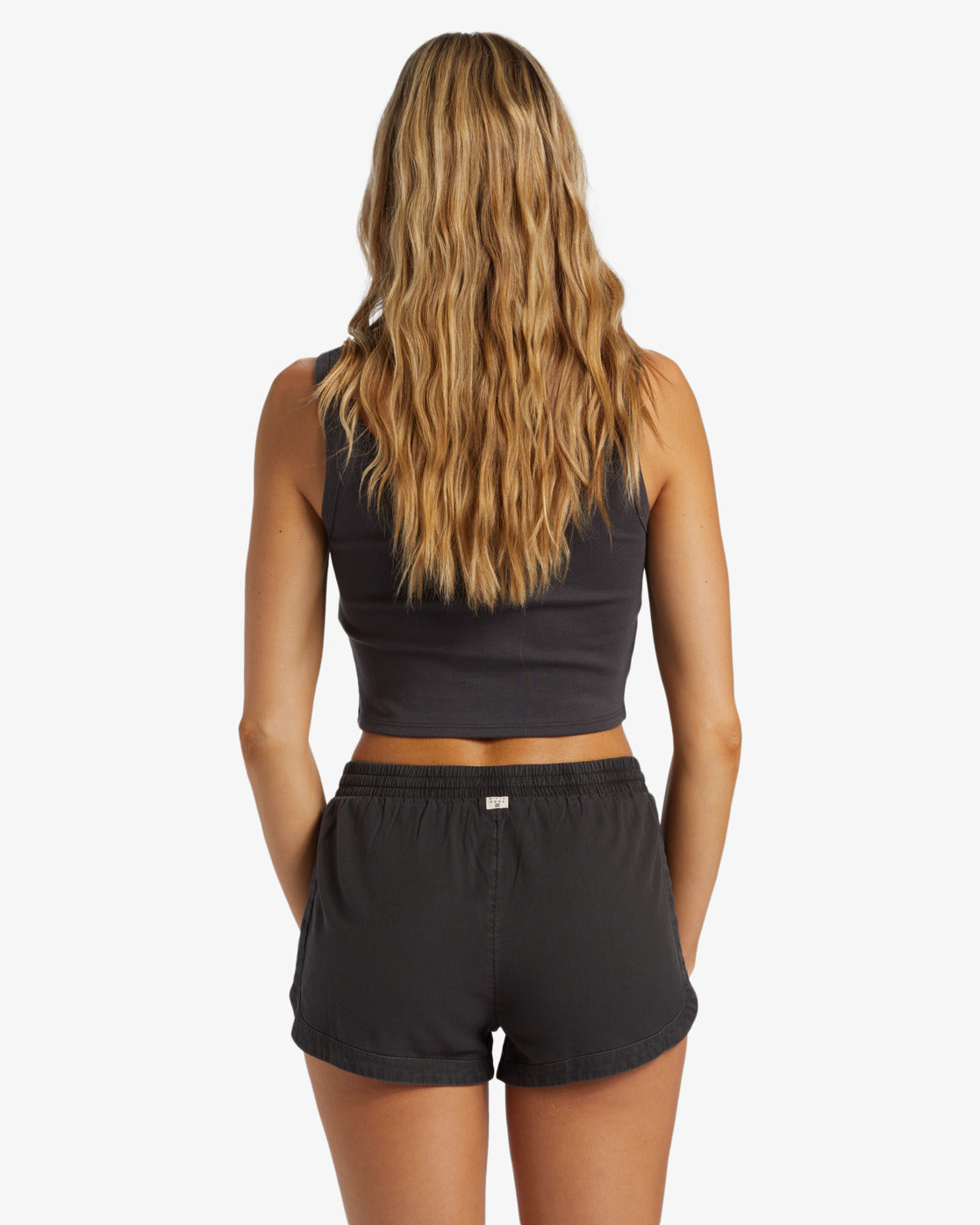 Road Trippin Elastic Waist Shorts - Off Black