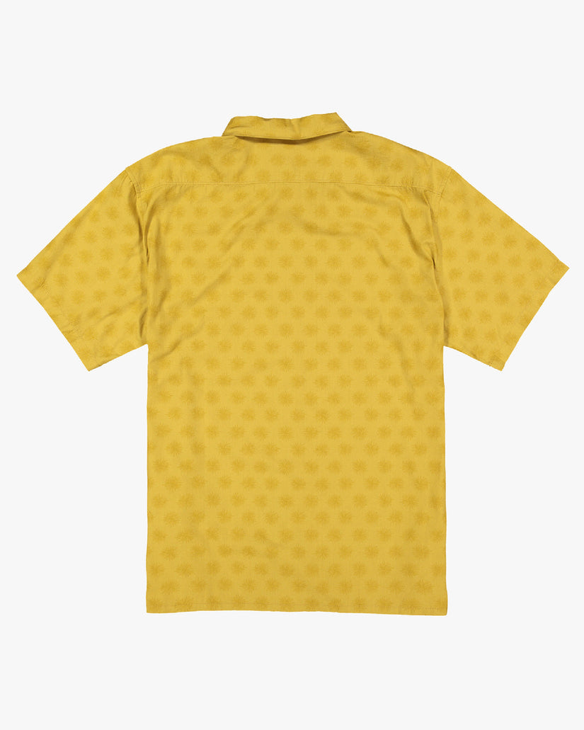 King Stringray Flowers Short Sleeve Woven Shirt - Mustard